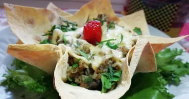 Рецепт Гречи с печенью в корзинке из лаваша