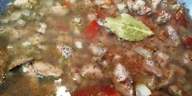 Рецепт гречи с печенью в корзинке из лаваша