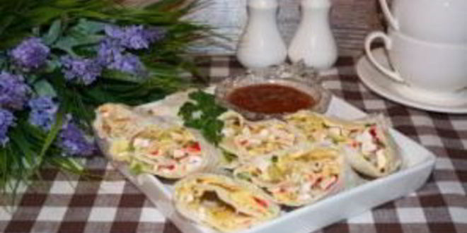 Рецепт лаваша с крабовыми палочками и огурцом