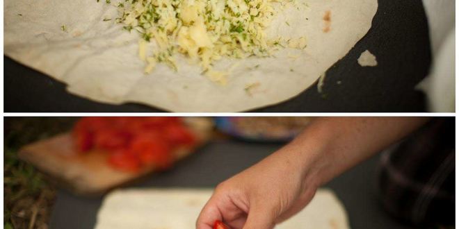 Рецепт лаваша с сыром и помидорами на гриле