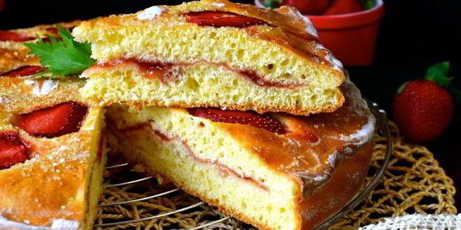 Рецепт клубничной фокаччи