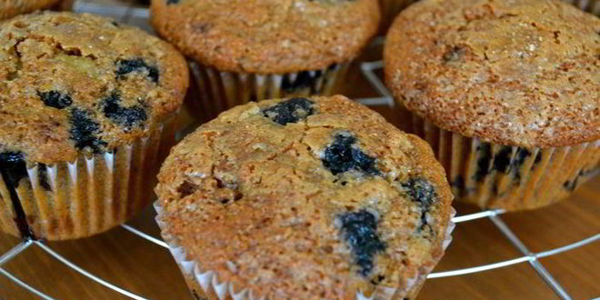 Рецепт маффинов здоровье с цельнозерновой мукой и черникой
