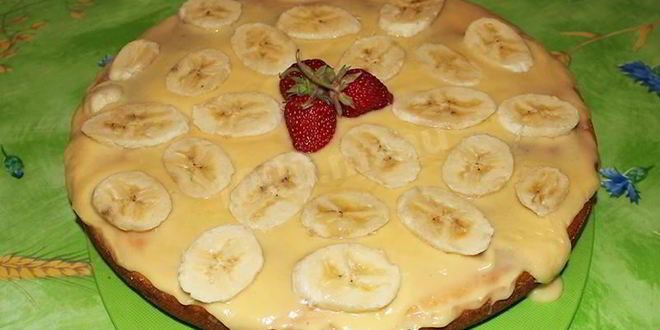 Рецепт манника с бананами на кефире