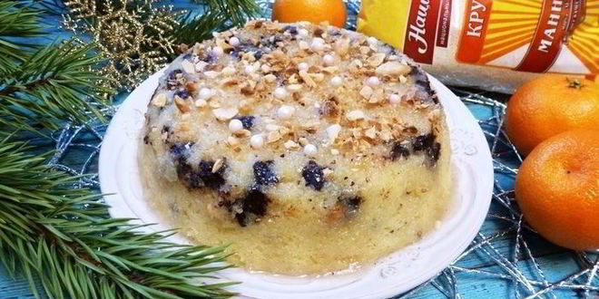 Рецепт манника с шоколадом и миндалем