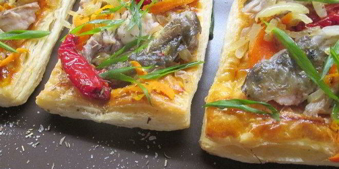 Рецепт овощных слоек с карпом