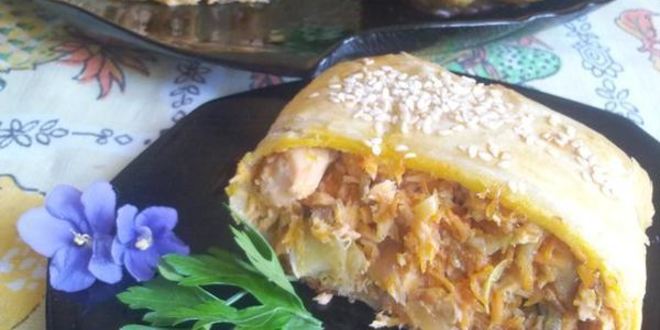 Рецепт пирога фирменного с рыбой и овощами