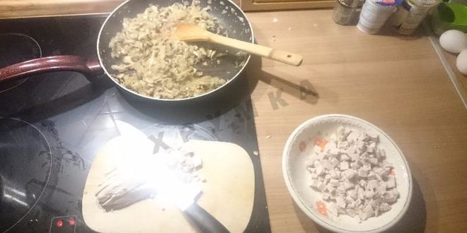 Рецепт пирога с курицей, грибами и луком