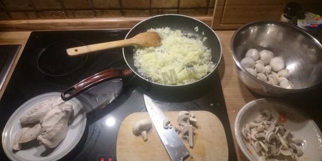 Рецепт пирога с курицей, грибами и луком