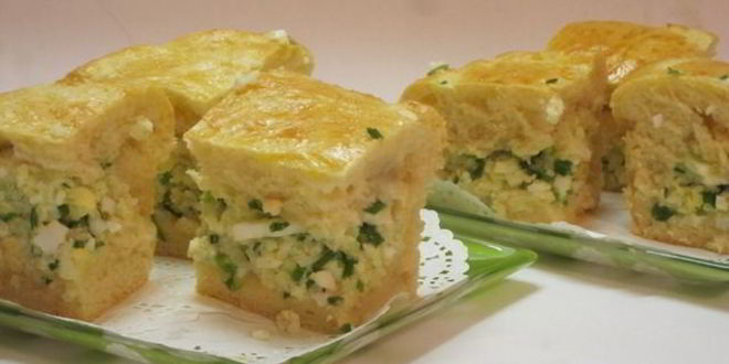 Рецепт пирога с яйцом, зеленым луком и рисом