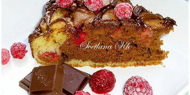 Рецепт шоколадна-малинового пирог