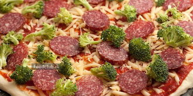 Рецепт пиццы с колбасой и брокколи