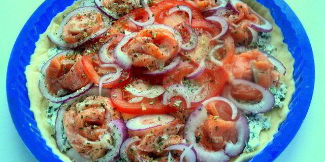 Рецепт пиццы с семгой и сливочным сыром