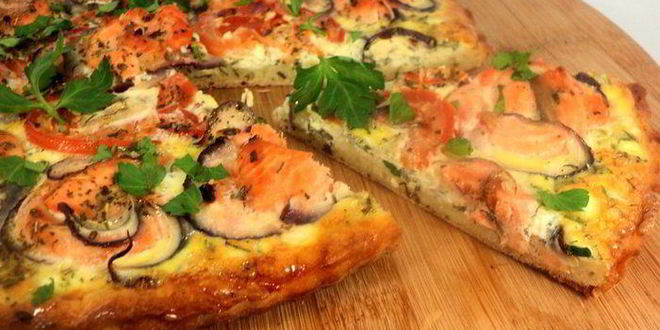 Рецепт пиццы с семгой и сливочным сыром