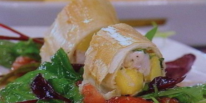 Рецепт штруделя с курино-манговой начинкой