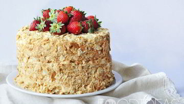 Рецепт Торта Наполеон с вареной сгущенкой