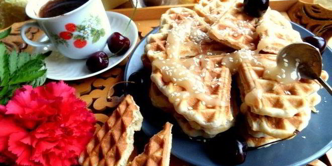 Рецепт овсяных вафель с кунжутом