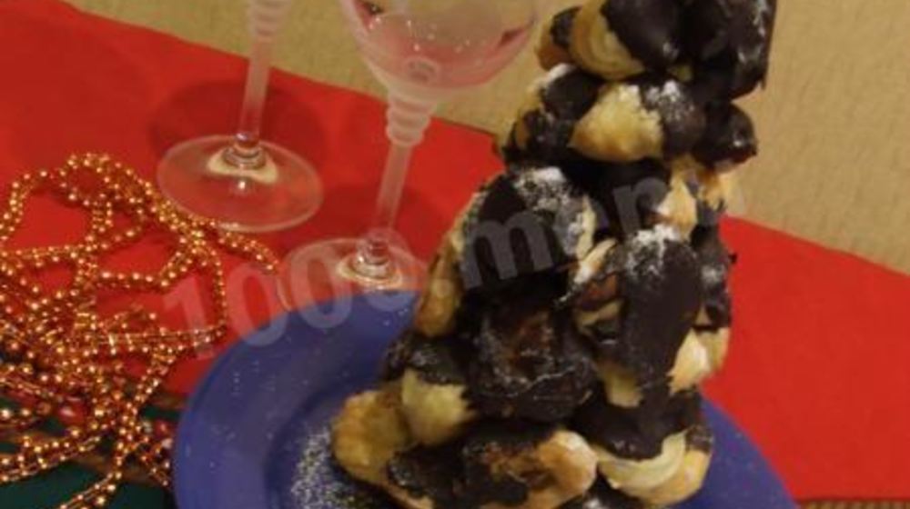 Как приготовить шоколадную елку из профитролей croquembouche