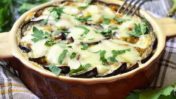 Рецепт Картофельной запеканки с мясным фаршем и жареными баклажанами