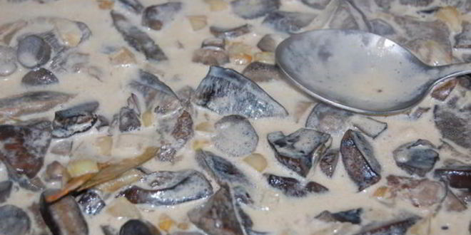 Рецепт рисова-мясной запеканка в грибной заливке