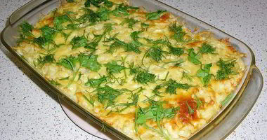 Рецепт Слоеной запеканки с макаронами и творогом