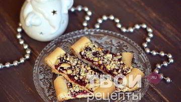 Рецепт Песочных полосок с джемом и орехами