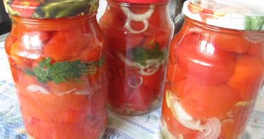 Рецепт Помидоров в желатине с луком на зиму