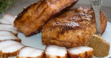 Рецепт Сала в луковой шелухе с чесноком