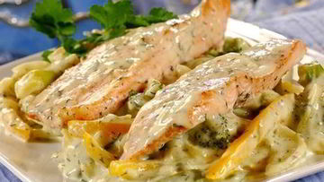 Рецепт Сливочной форели с брокколи и болгарским перцем