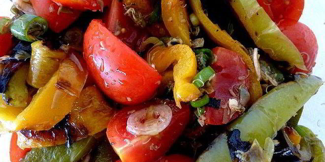 Рецепт брускетты с жареным перцем