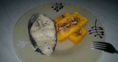 Рецепт Брускетты из тыквы с шалотом и отварной стейк из зубатки