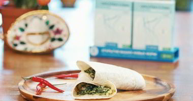 Рецепт Диетического буррито с яйцом, шпинатом и грибами