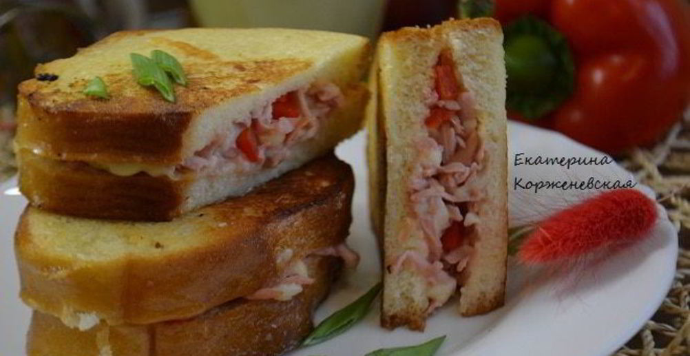 Рецепт горячий бутерброд для завтрака