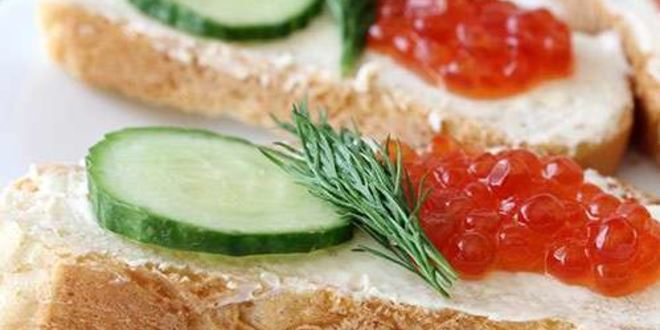 Рецепт бутербродов с красной икрой