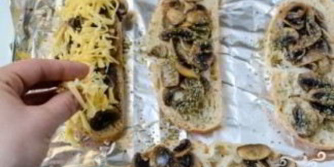 Рецепт запеченных бутербродов с грибами