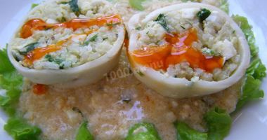 Рецепт Фаршированных кальмаров с рисом и яйцом