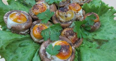 Рецепт Фаршированных перепелиными яйцами грибы