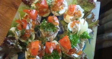 Рецепт Канапе яйца фаршированные ореховой начинкой