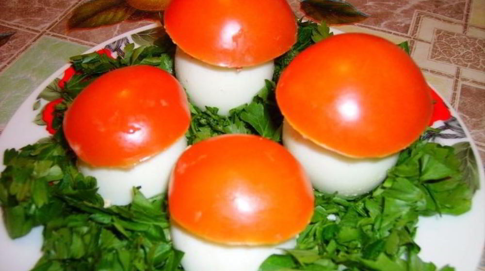 Как приготовить яйца фаршированные грибная полянка