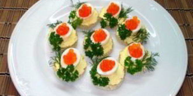 Рецепт гренков с икрой