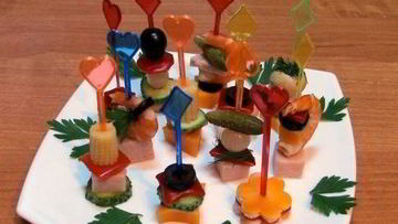 Рецепт Канапе из мяса и овощей