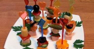 Рецепт Канапе из мяса и овощей