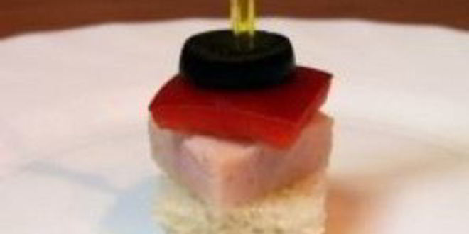 Рецепт канапе из мяса и овощей