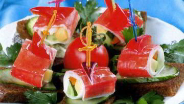 Рецепт Канапе с крабовыми палочками