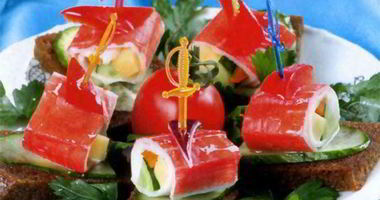 Рецепт Канапе с крабовыми палочками