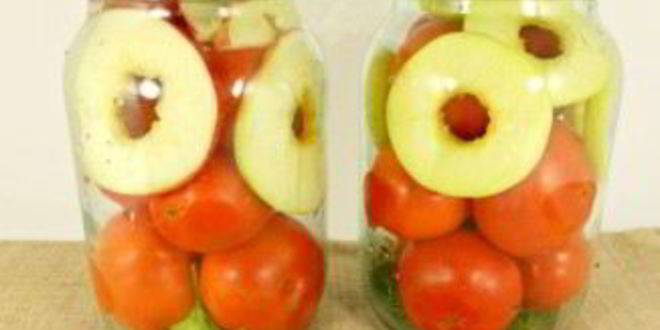 Рецепт консервированных помидоров с яблоками