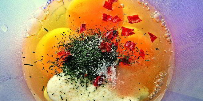 Рецепт омлета в горошек