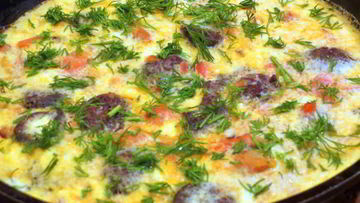 Рецепт Овощного омлета с кровяной колбасой