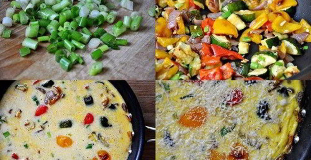 Рецепт овощной омлет с кровяной колбасой