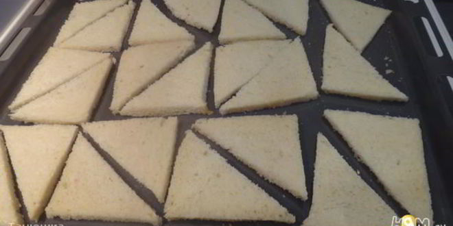 Рецепт паштета из куринной печени с треугольниками мельбы