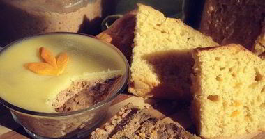 Рецепт Паштета из куриной печени с тыквой и шампиньонами на тыквенном хлебе